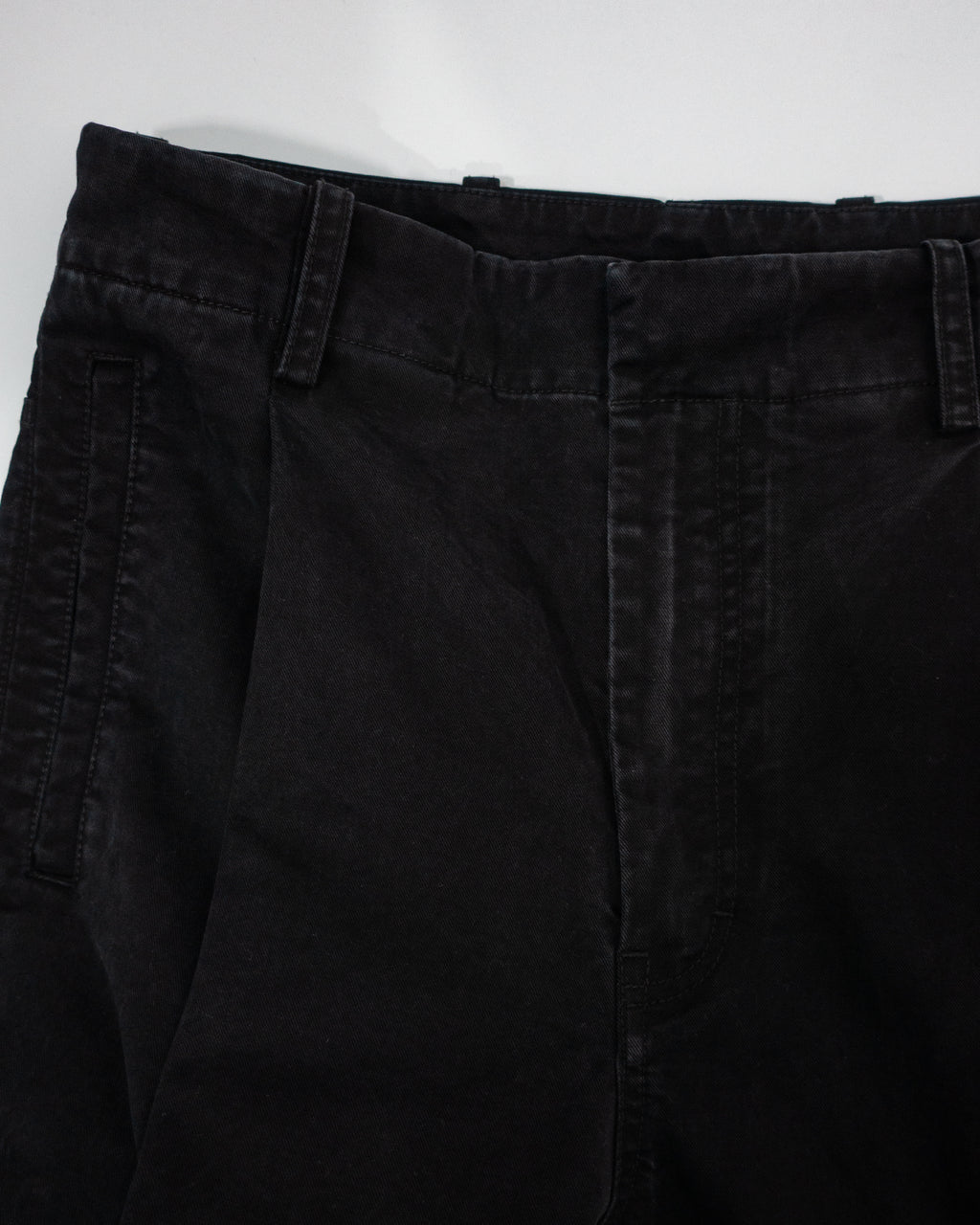 Cotton Chino Belted Wide Tapered 1Tuck Baggy Pants <#black>