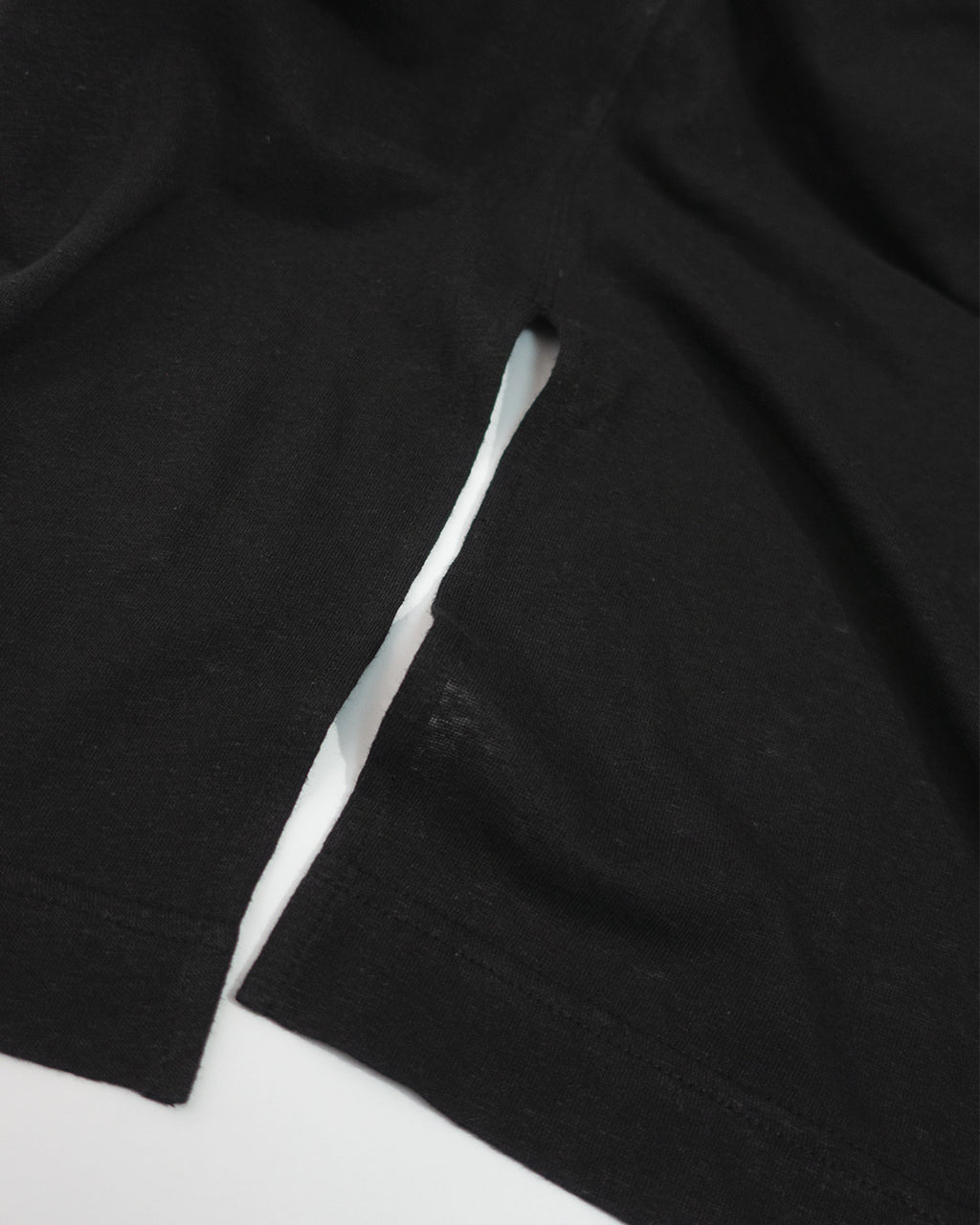 Linen Jersey Henley Neck Middle Length L/S Tee <#black>