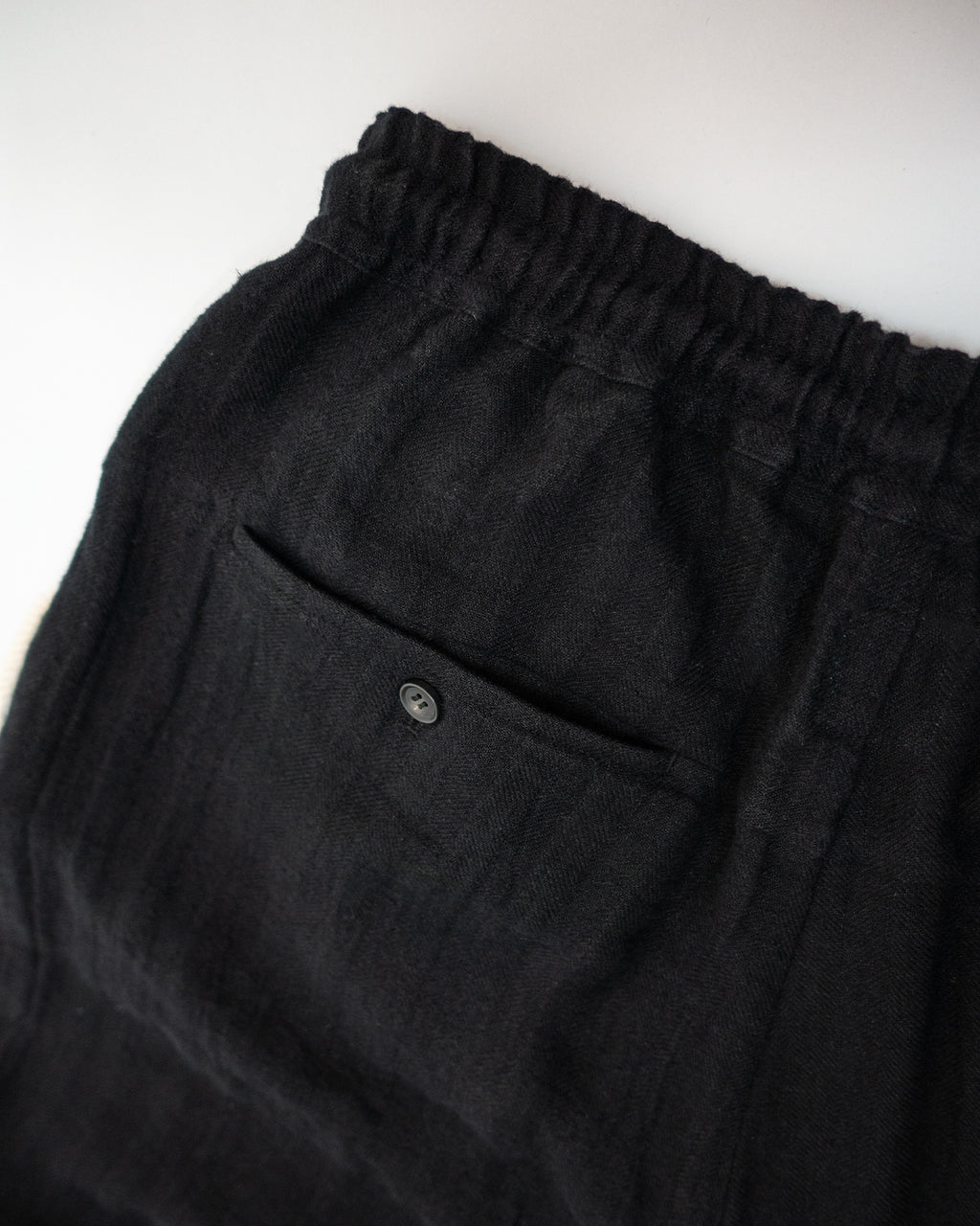 Linen Herringbone Button-Fly Easy Sarouel Pants <#black>