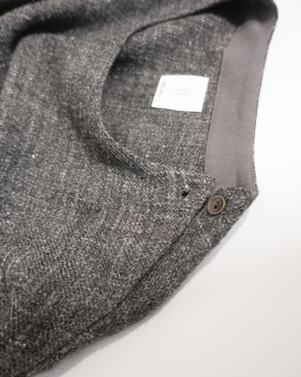 Shetland Wool Linen Crew Neck LS Tuck Rib Pullover <#charcoal>