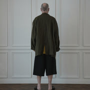 Back-Open Peak Lapel Double-Breasted Over Jacket.