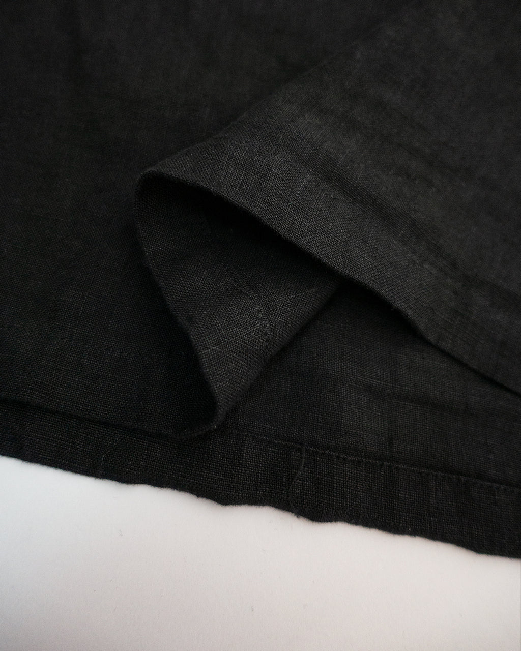 French Linen Crew Neck Half Sleeve Oversized Pullover <#black>
