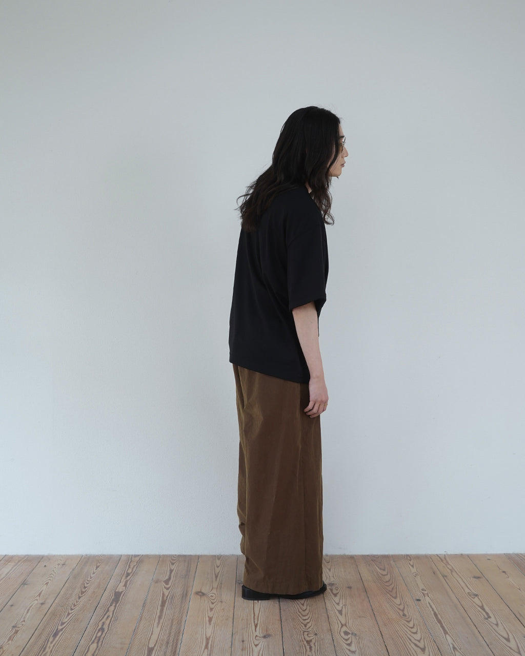 Super100s WOOL Plating Jersey S/S Logo TEE <#black>