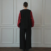 Button Design Crew Neck Vest.
