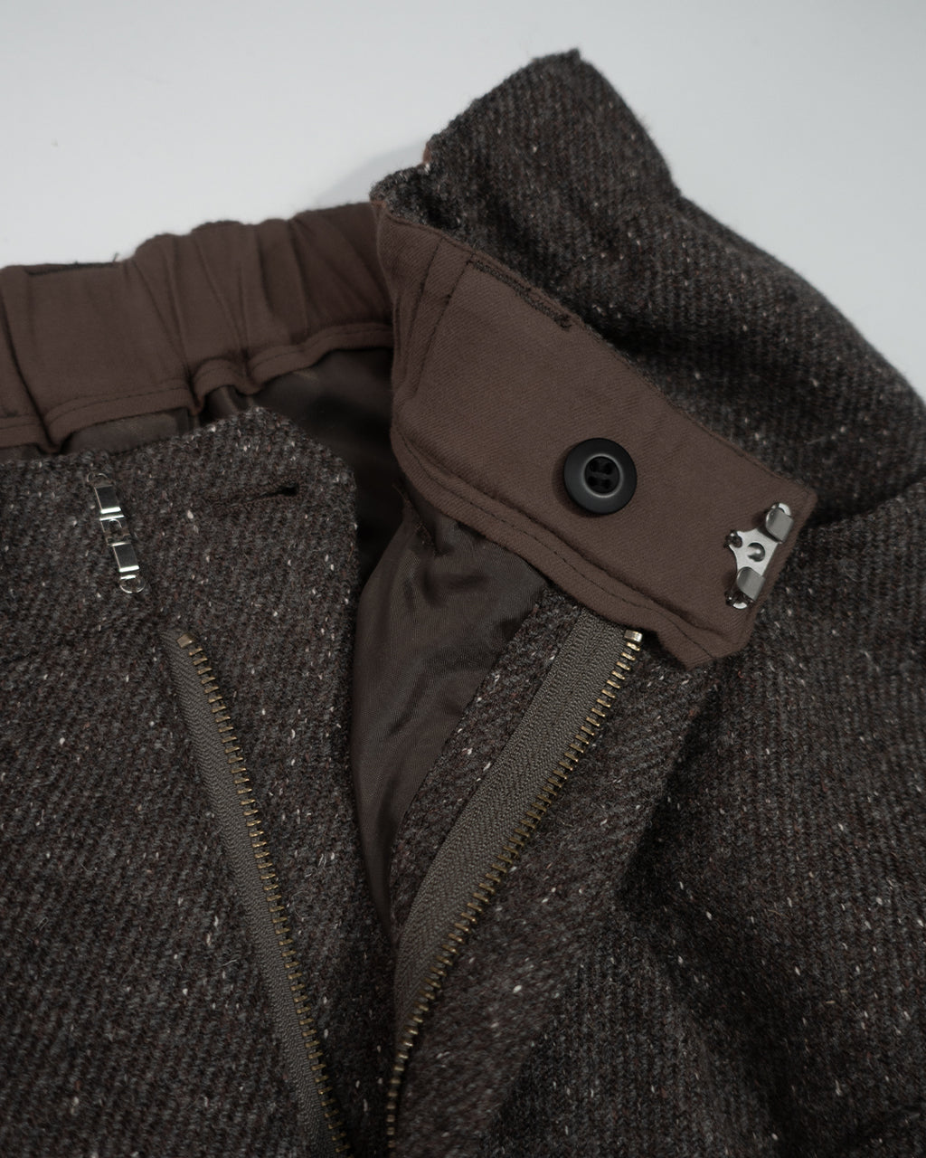 Wool Blend Tweed Double-Knee Painter's Work Pants <#brown>