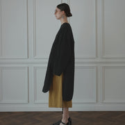 Key Neck Side Slit Long Length Pullover Shirt.