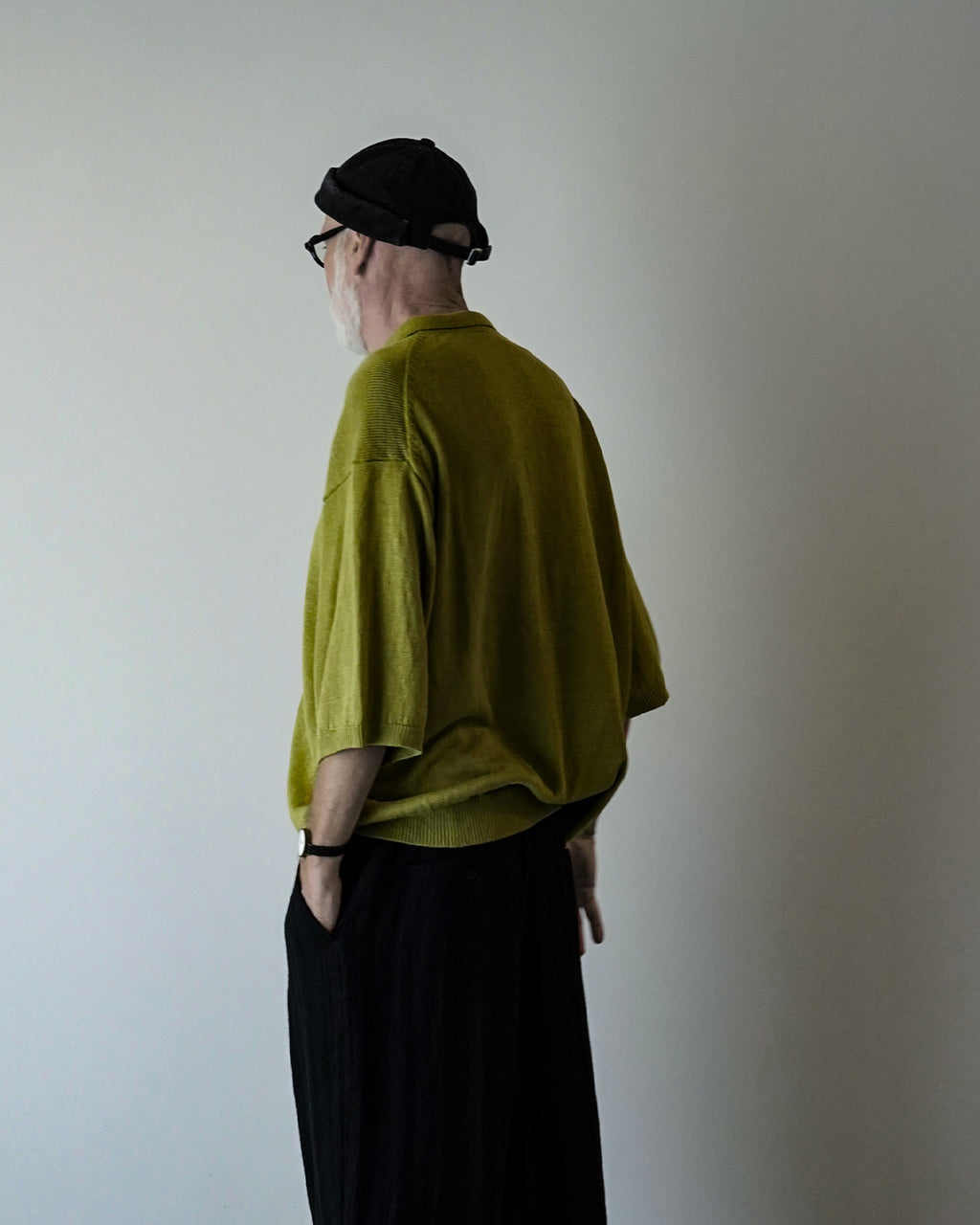Linen Mid-Gauge Half Sleeve Knit Polo <#yellow>