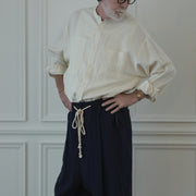Band Collar Henley Neck Like Atelier Shirt.