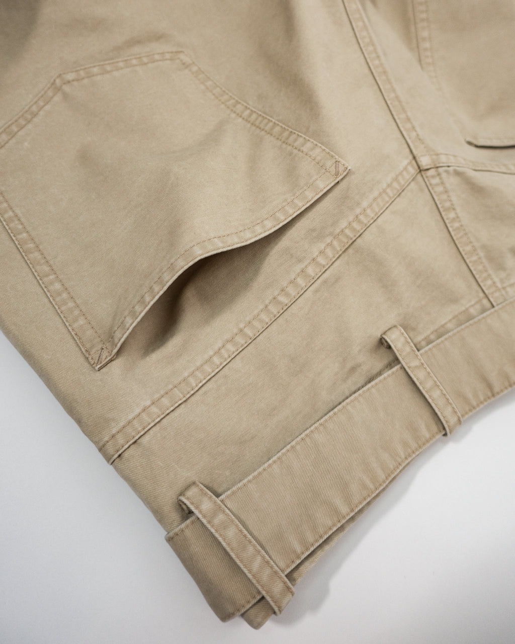 Cotton Chino Belted Wide Tapered 1Tuck Baggy Pants <#beige>