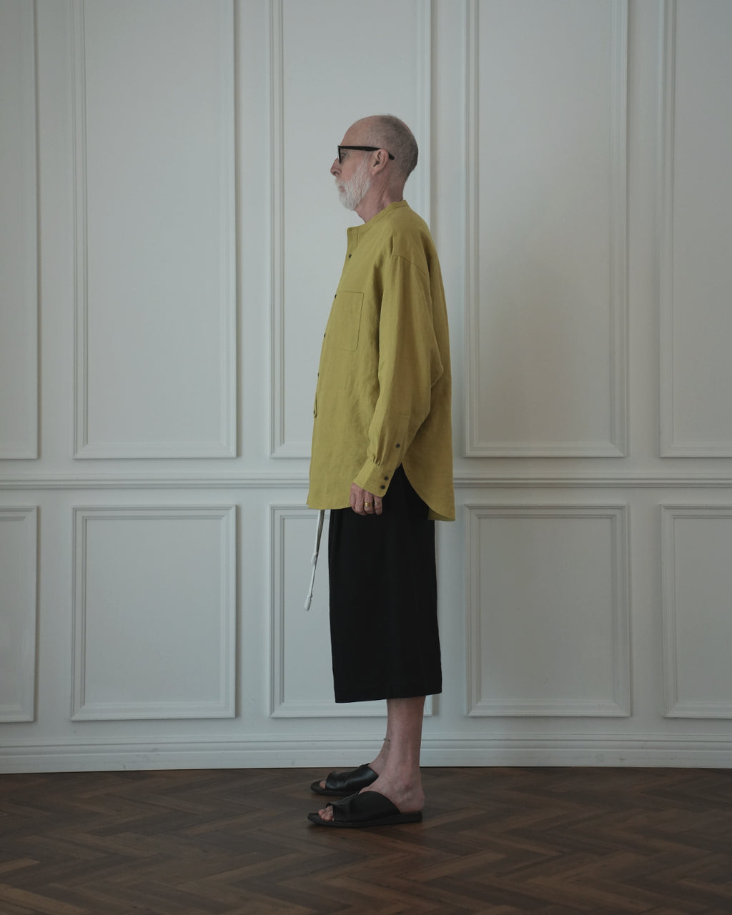 Band Collar Henley Neck Like Atelier Shirt.