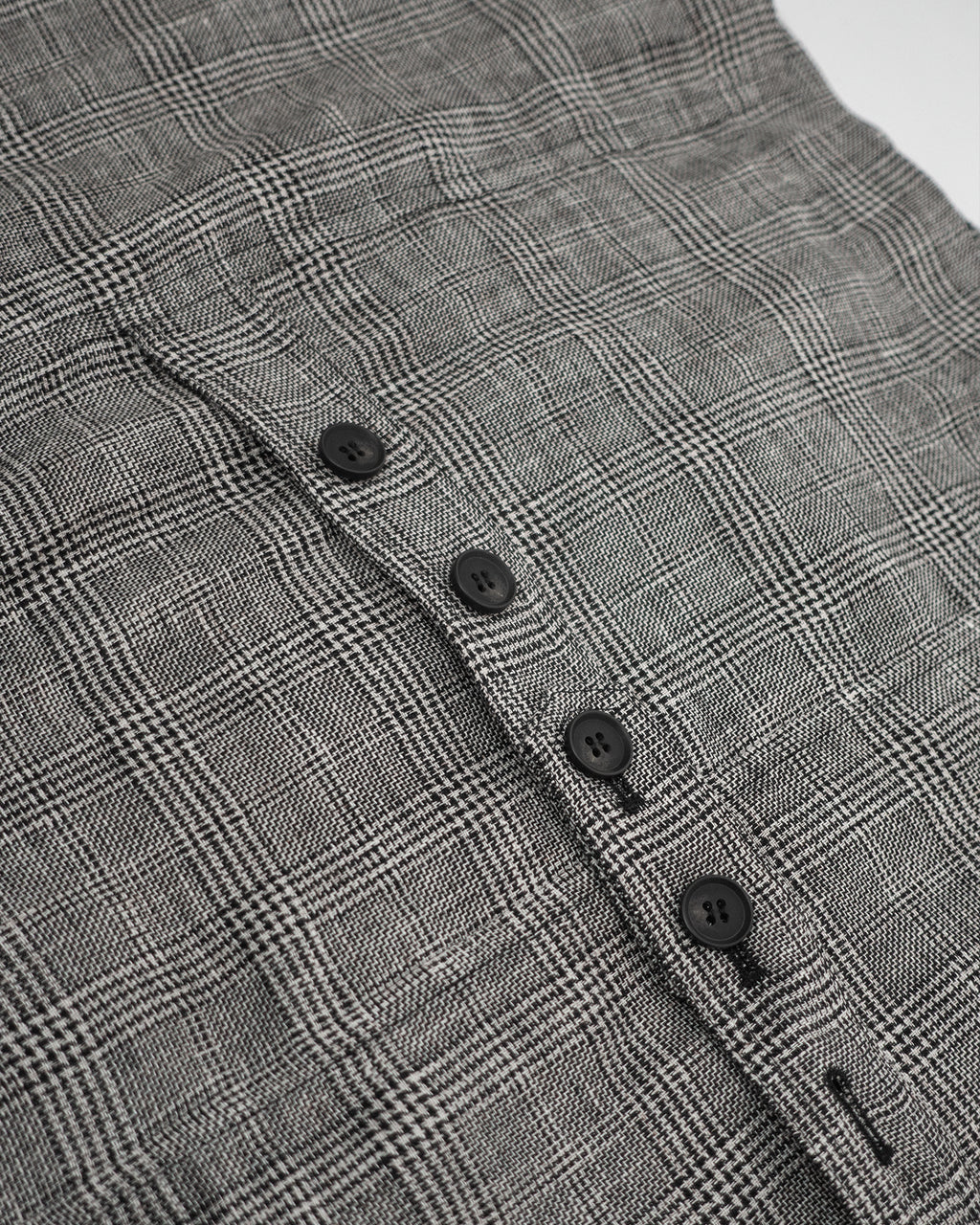 Glen Check Linen Back Belt Button Design V-Neck Vest <#glen check>