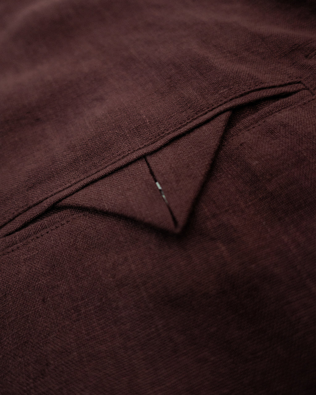 French Linen Side Shirring Long-Sleeve Pullover<#burgundy>