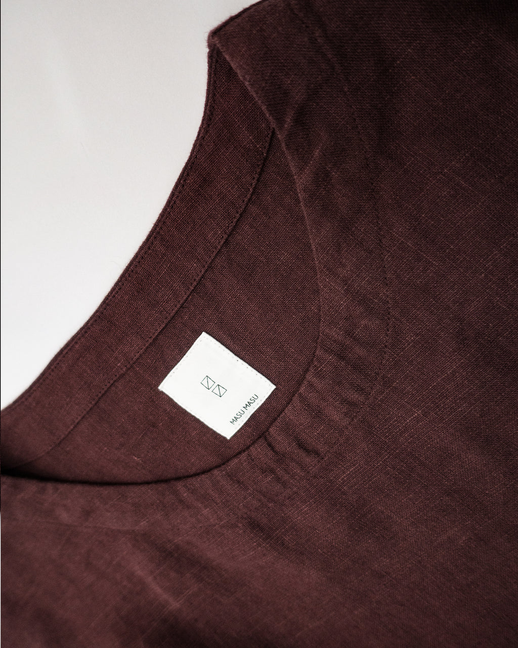 French Linen Crew Neck Half Sleeve Oversized Pullover <#burgundy>