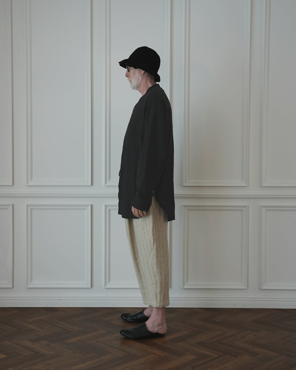 Band Collar Henley Neck Like Atelier Shirt.
