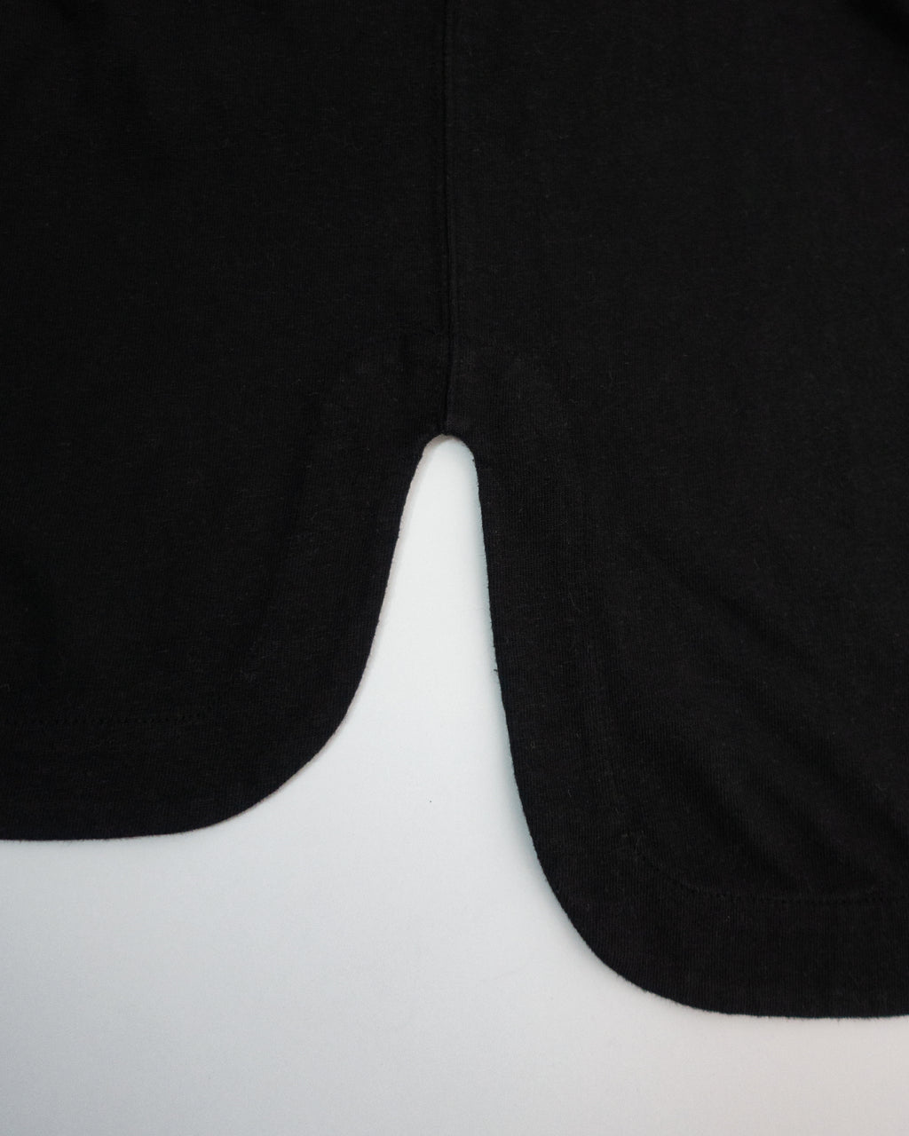 Cotton Linen Hem Round Skipper Long-Sleeve Tee <#black>