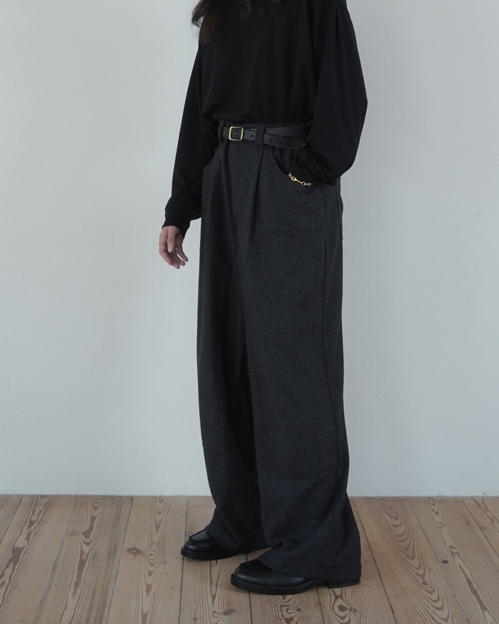 Wool Blend Tweed Double-Knee Painter's Work Pants <#black>