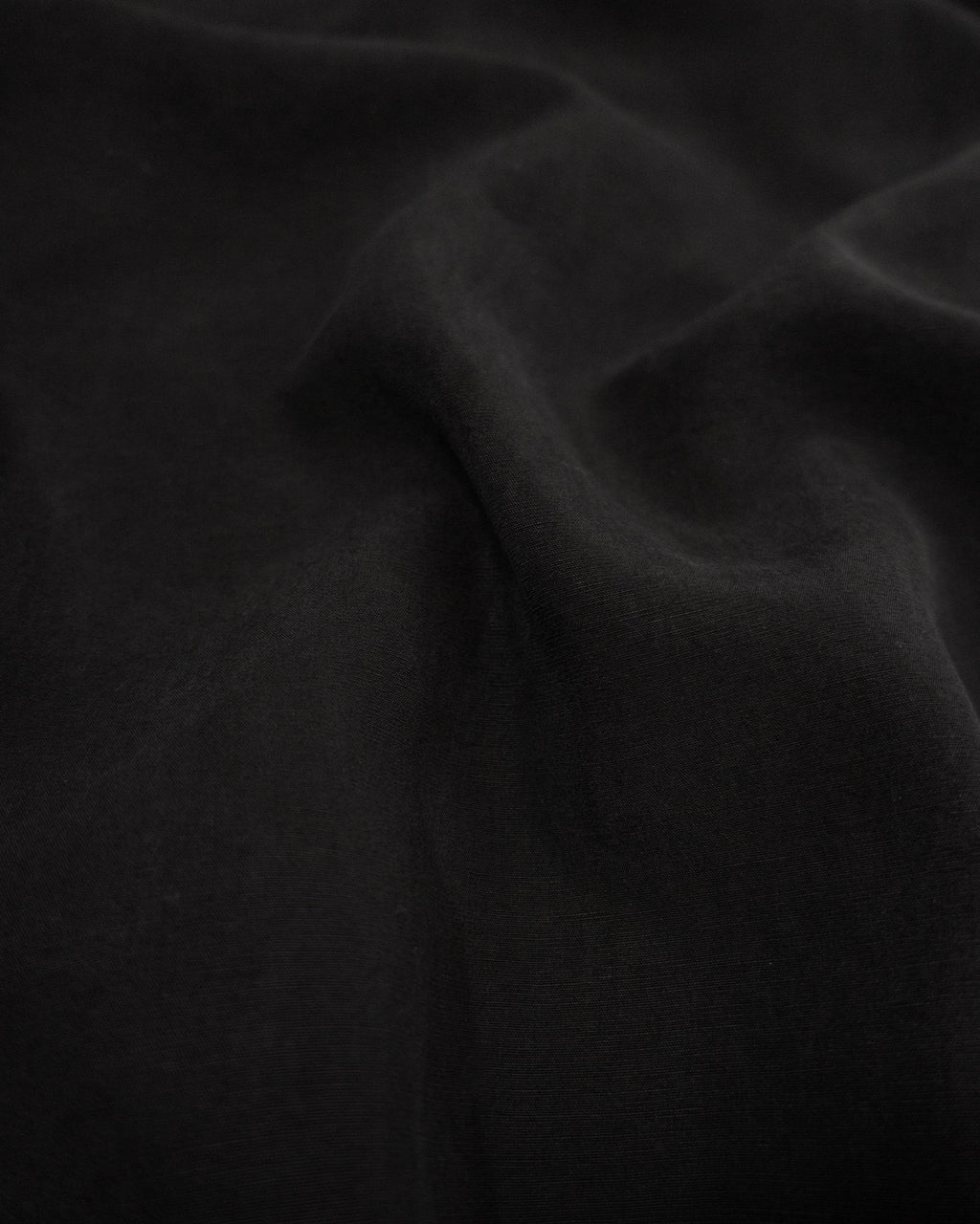 Linen-Tencel Double Pocket Regular Collar Over Shirt <#black>