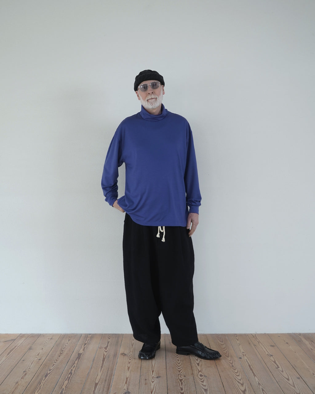 Super100s WOOL Plating Turtleneck L/S Logo TEE <#royal blue>