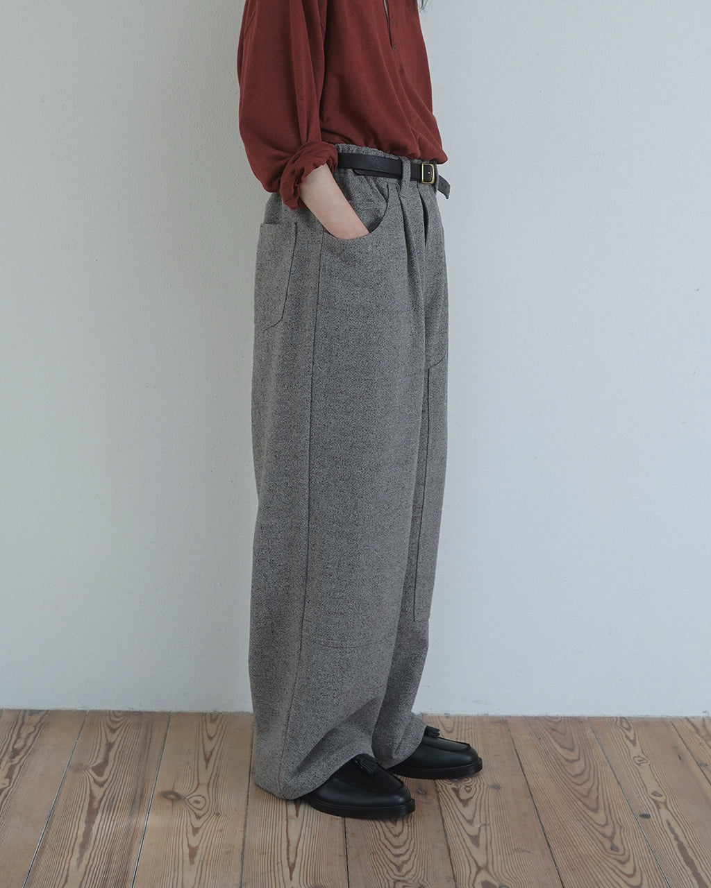 Wool Blend Tweed Double-Knee Painter's Work Pants <#greige>