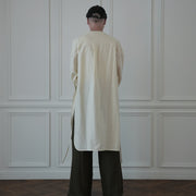 Key Neck Side Slit Long Length Pullover Shirt.