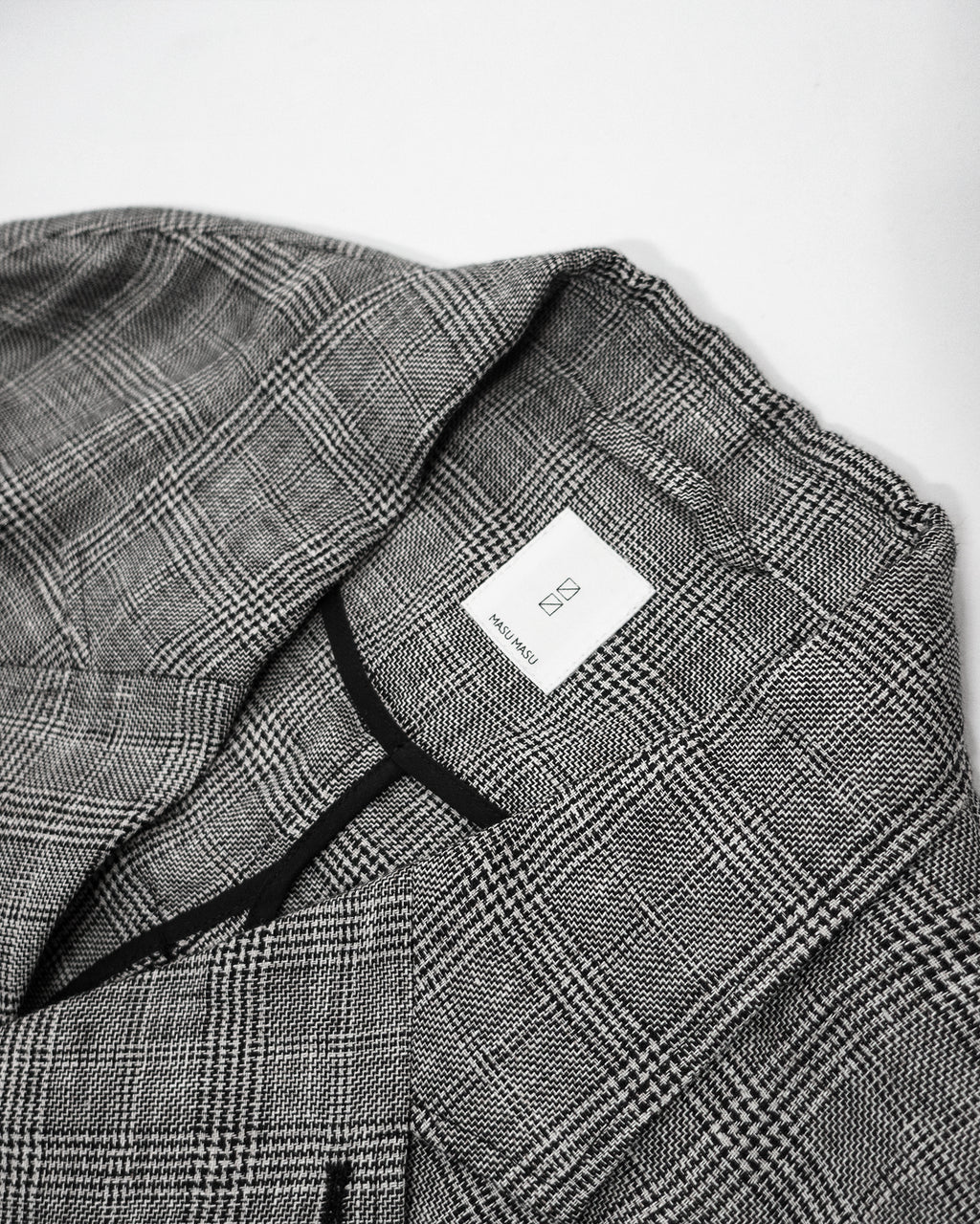 Glen Check Linen Back-Open Button Design Semi-Double Jacket <#glen check>