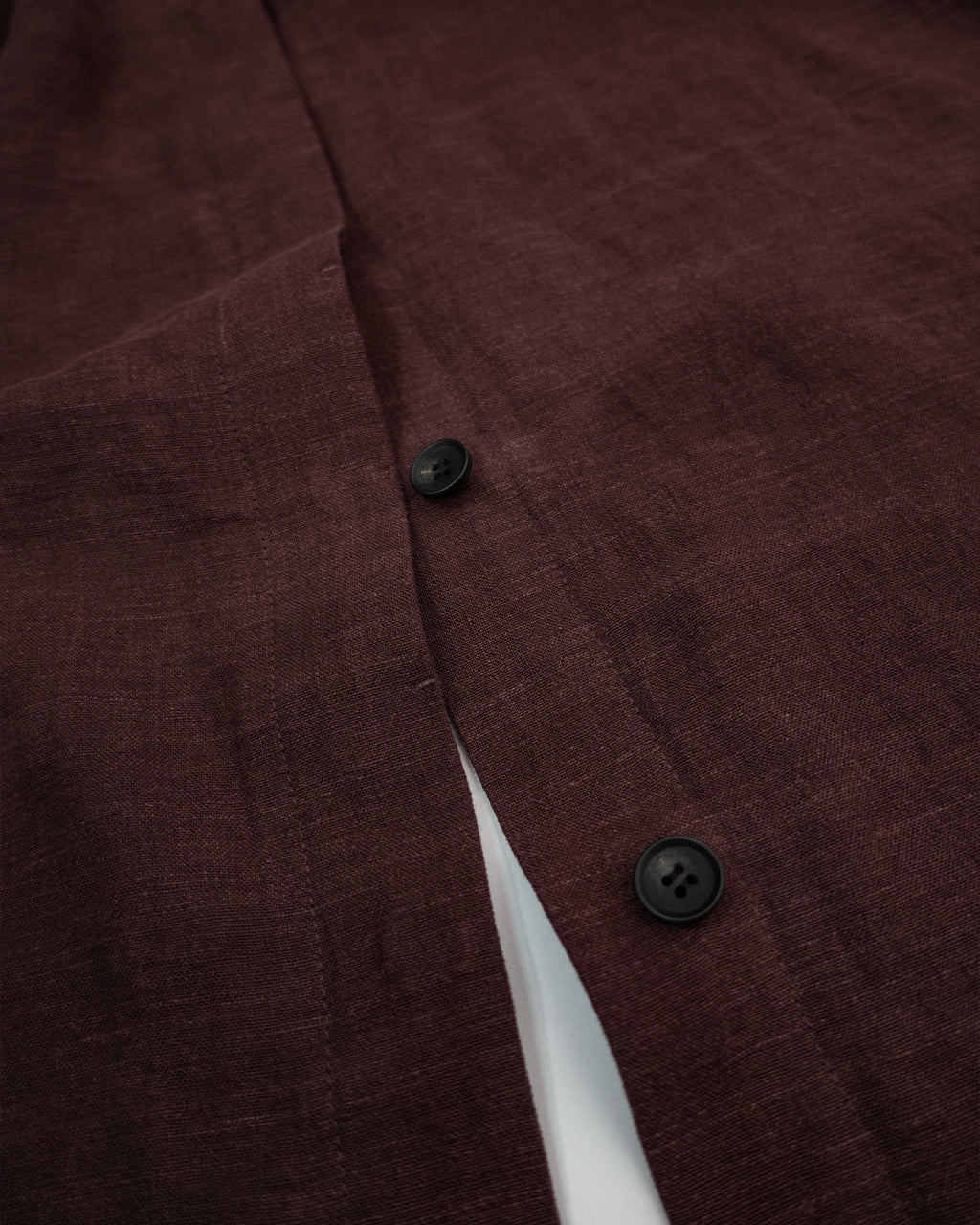 French Linen Back-Open Button Design Semi-Double Jacket <#burgundy>