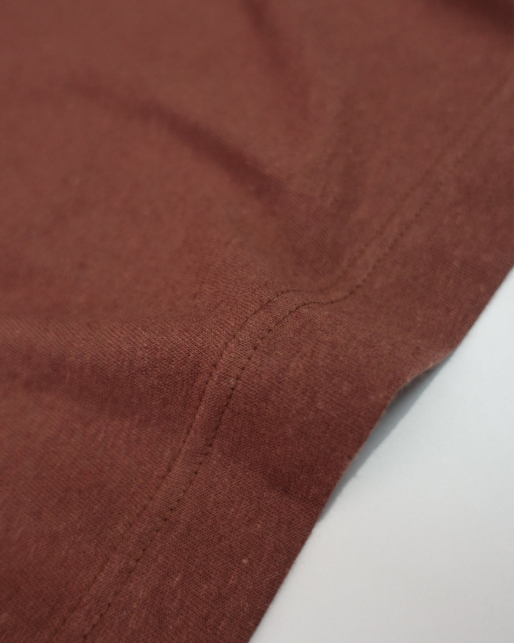 Linen Jersey Henley Neck Middle Length L/S Tee <#terracotta>