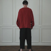 Crew Neck LS Tuck Rib Pullover.