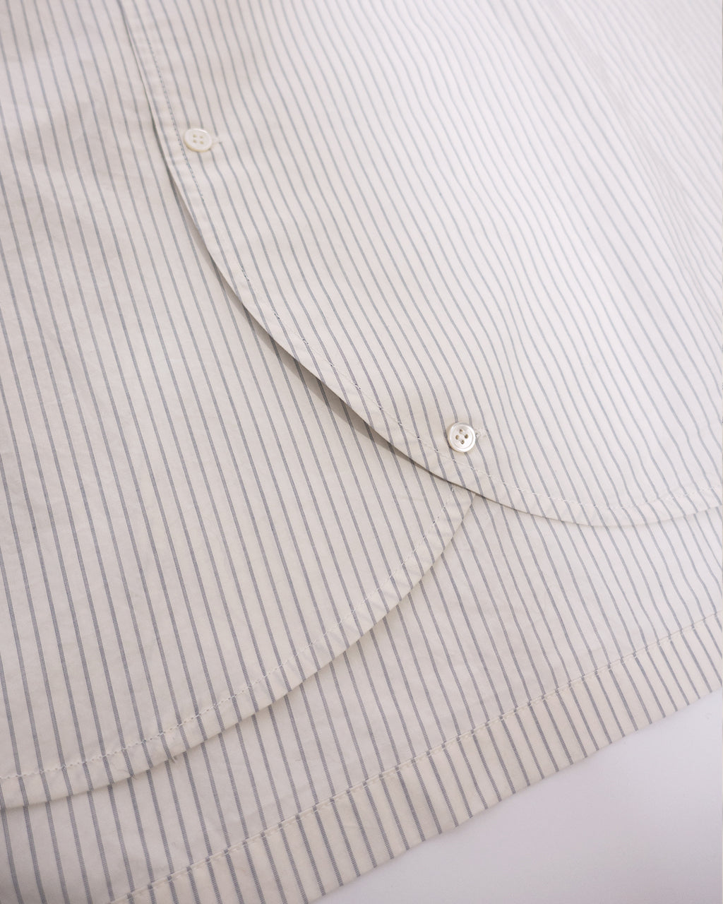 Cotton Typewriter Round Slit Long Officer Shirt <#ivory stripe>