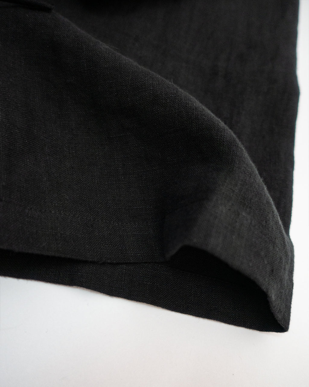 French Linen Side Shirring Long-Sleeve Pullover<#black>