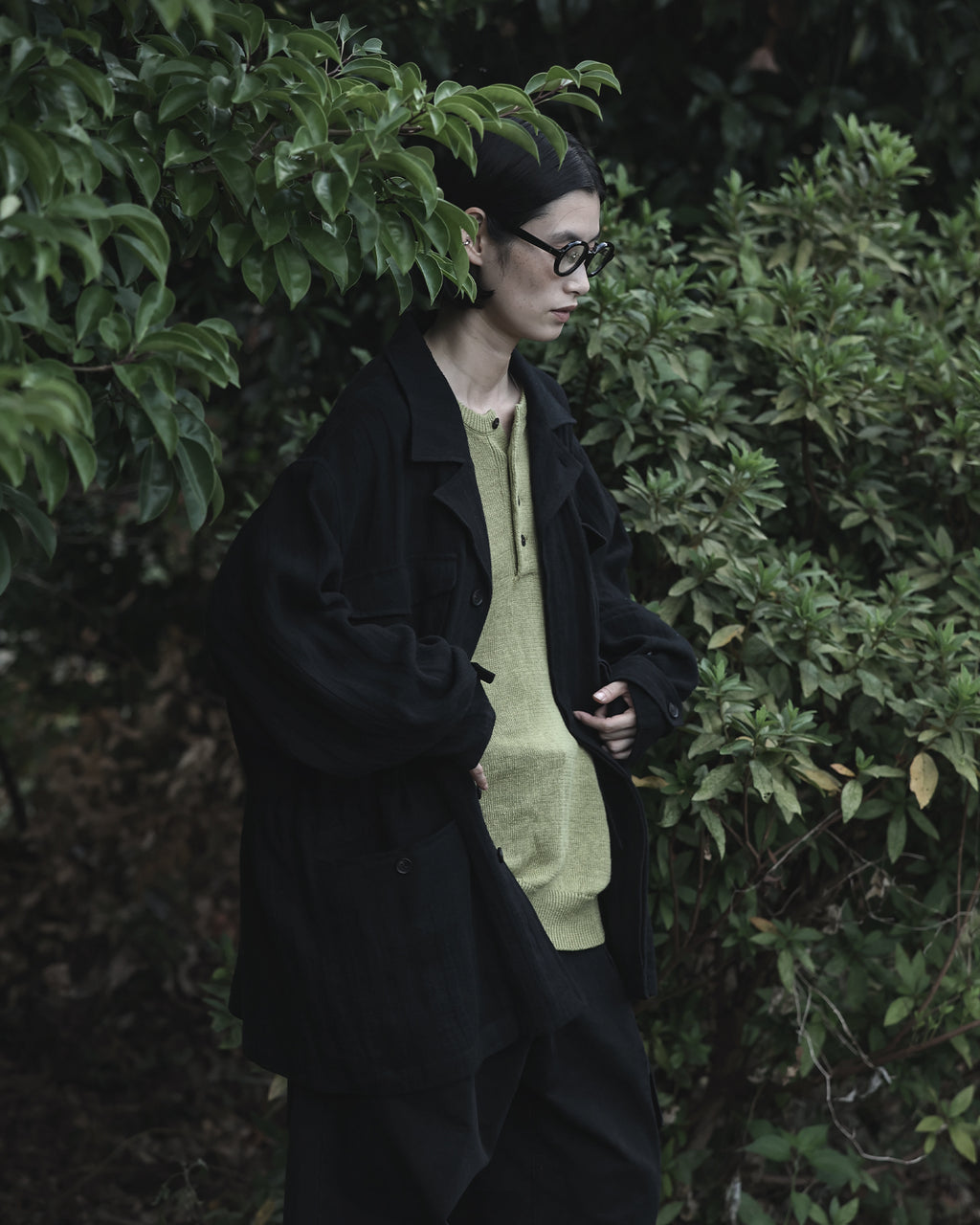 Linen Herringbone M-43 Field Jacket <#black>