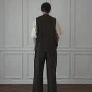 Button Design Crew Neck Vest.