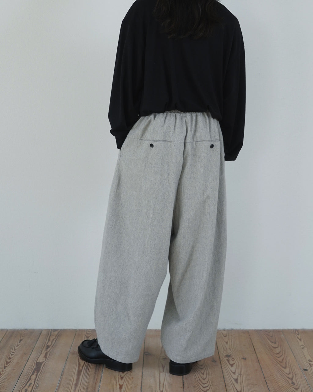 Shetland Wool Linen Rope Belt Easy Sarouel Pants <#light gray>