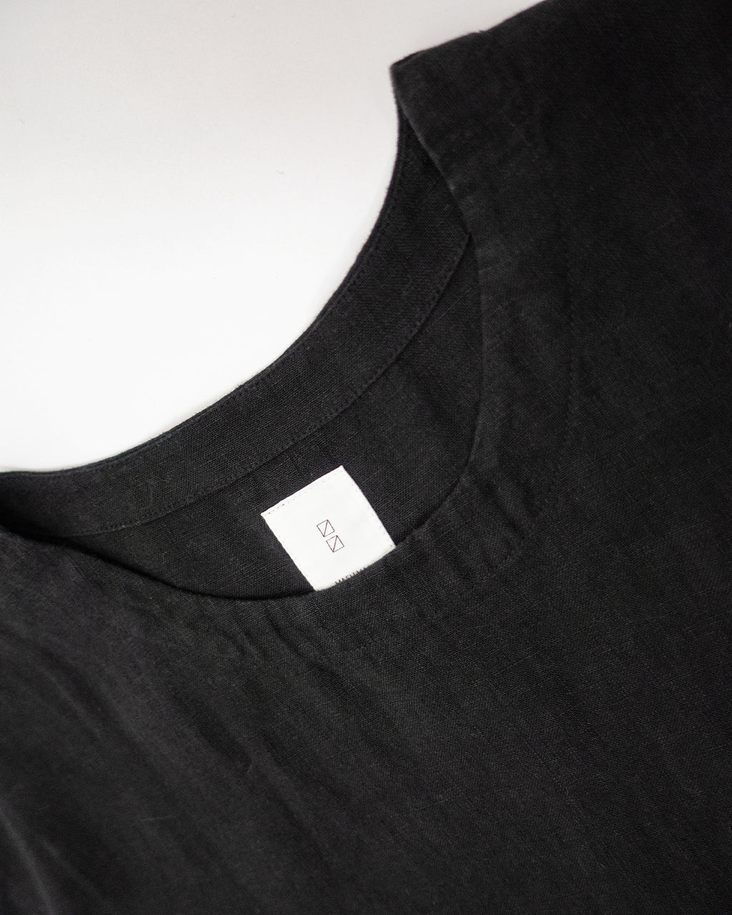French Linen Crew Neck Half Sleeve Oversized Pullover <#black>
