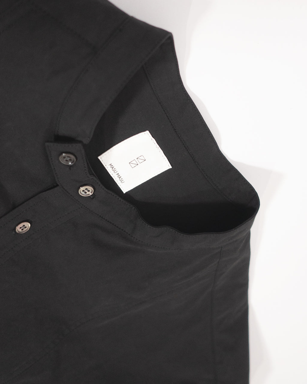 Cotton Typewriter Round Slit Long Officer Shirt <#ink black>