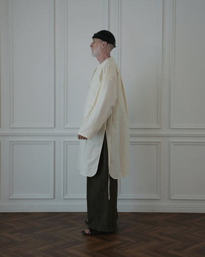 Key Neck Side Slit Long Length Pullover Shirt.