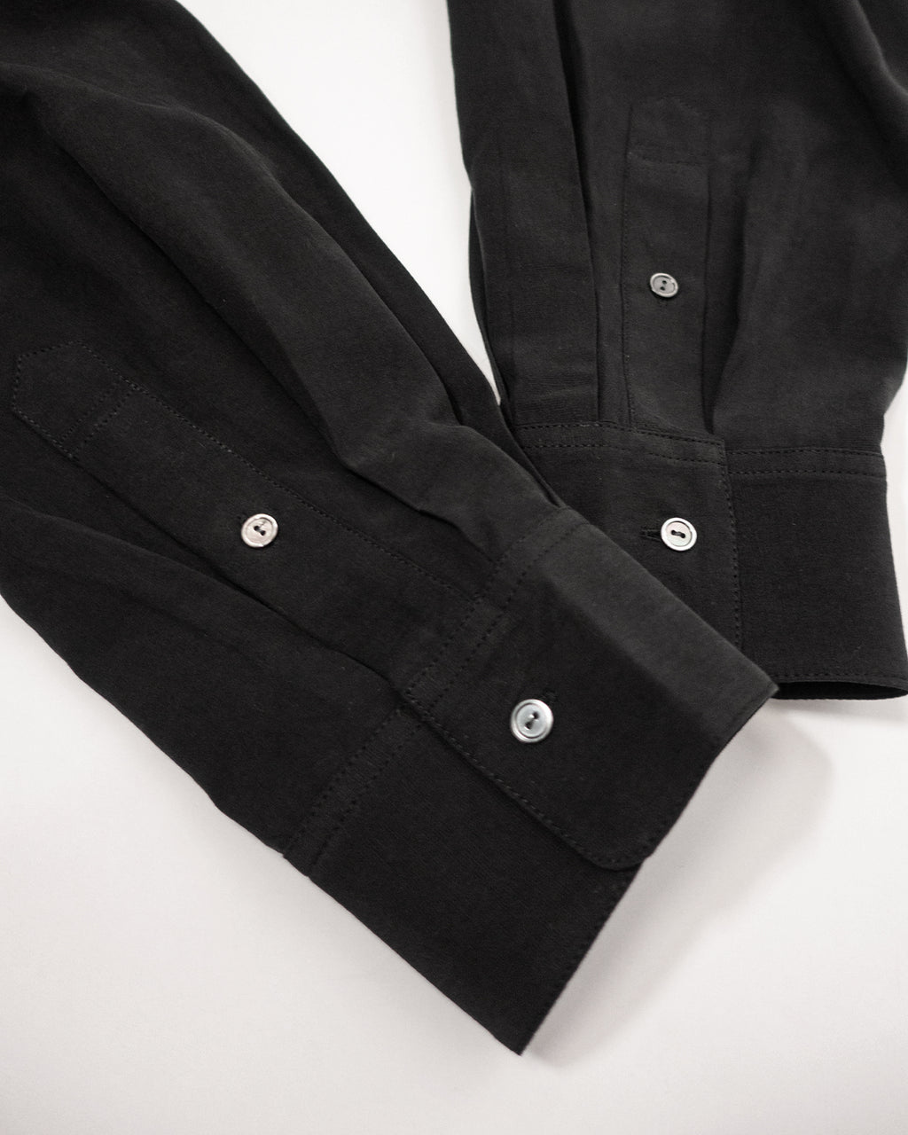 Linen-Tencel Double Pocket Regular Collar Over Shirt <#black>