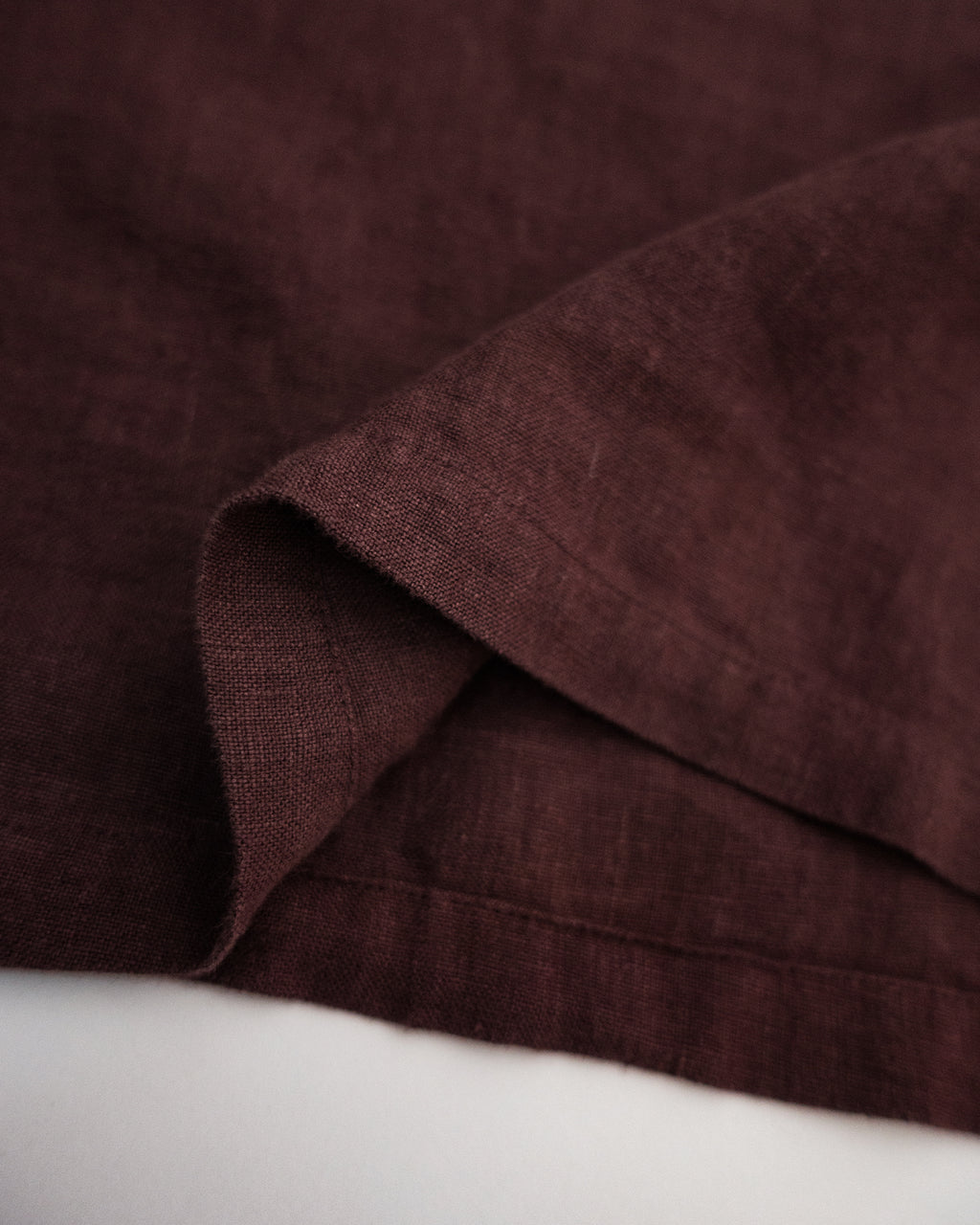French Linen Crew Neck Half Sleeve Oversized Pullover <#burgundy>
