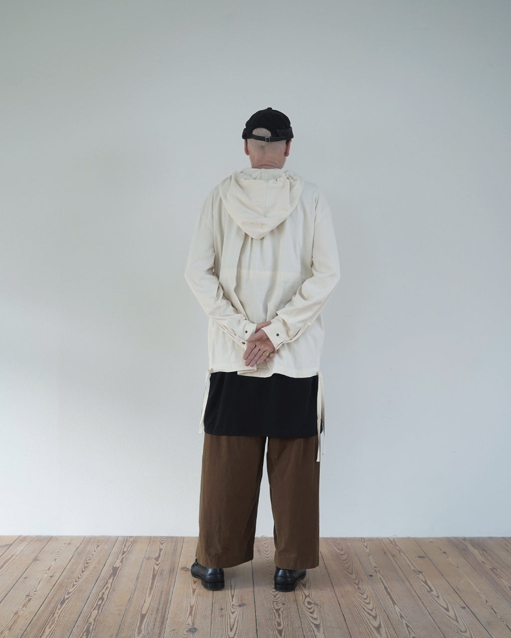 Brushed Cotton Flannel Biowash French Anorak Parka <#ivory>