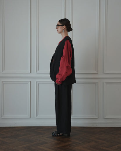 Button Design Crew Neck Vest.