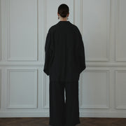 Back-Open Peak Lapel Double-Breasted Over Jacket.