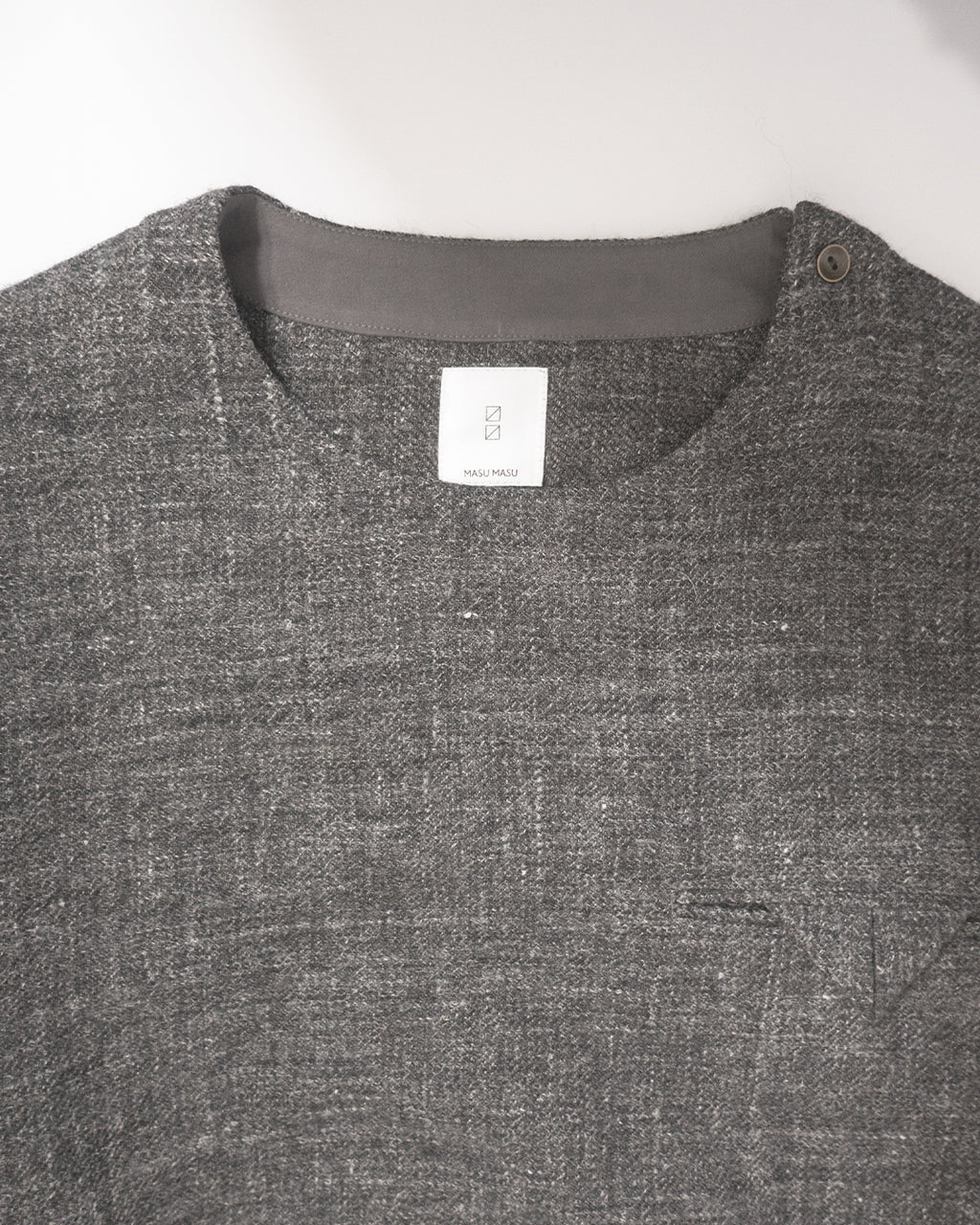 Shetland Wool Linen Crew Neck LS Tuck Rib Pullover <#charcoal>