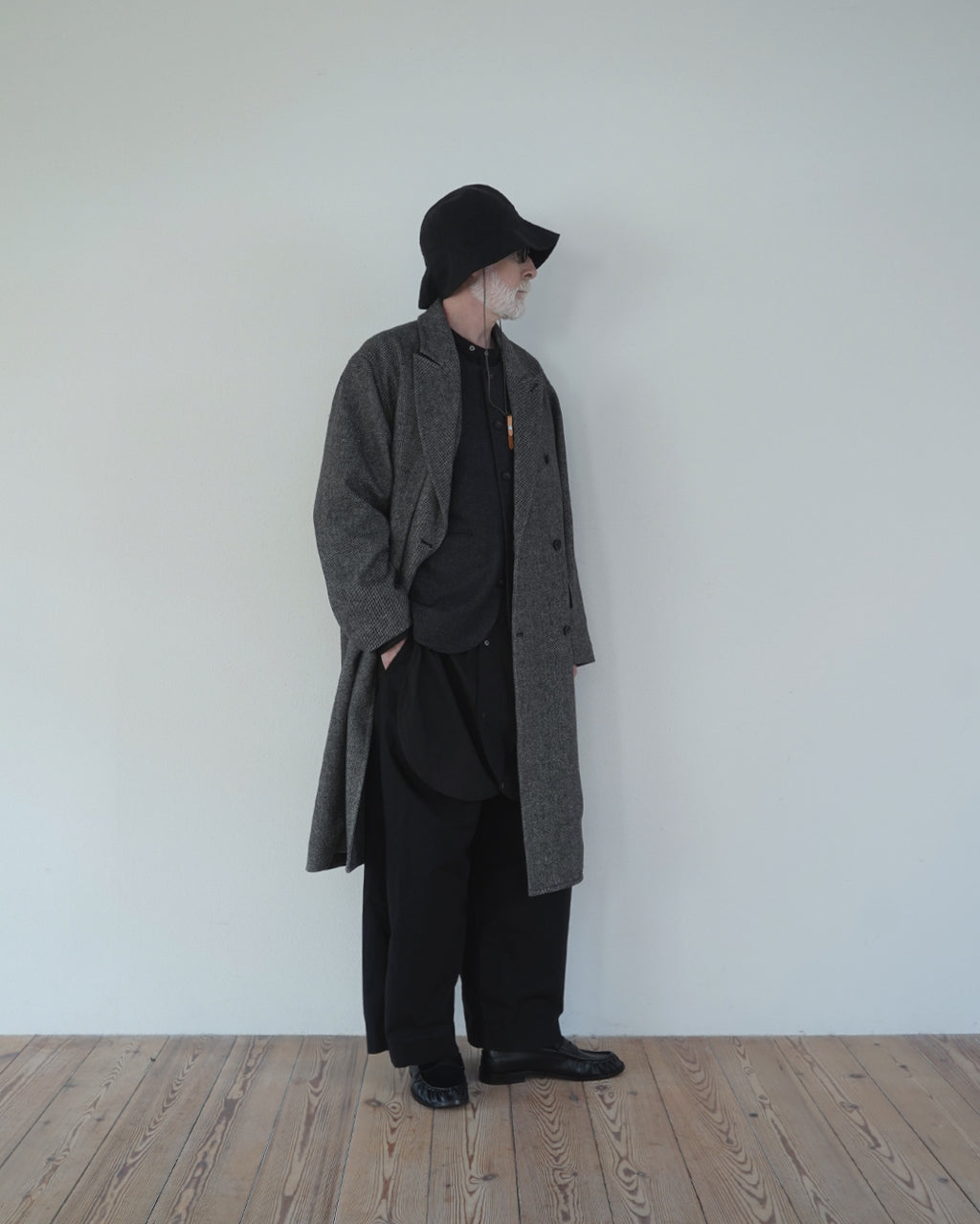 Wool Blend Double-Breasted Long Coat <#gray>