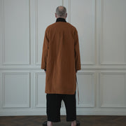 Key Neck Side Slit Long Length Pullover Shirt.