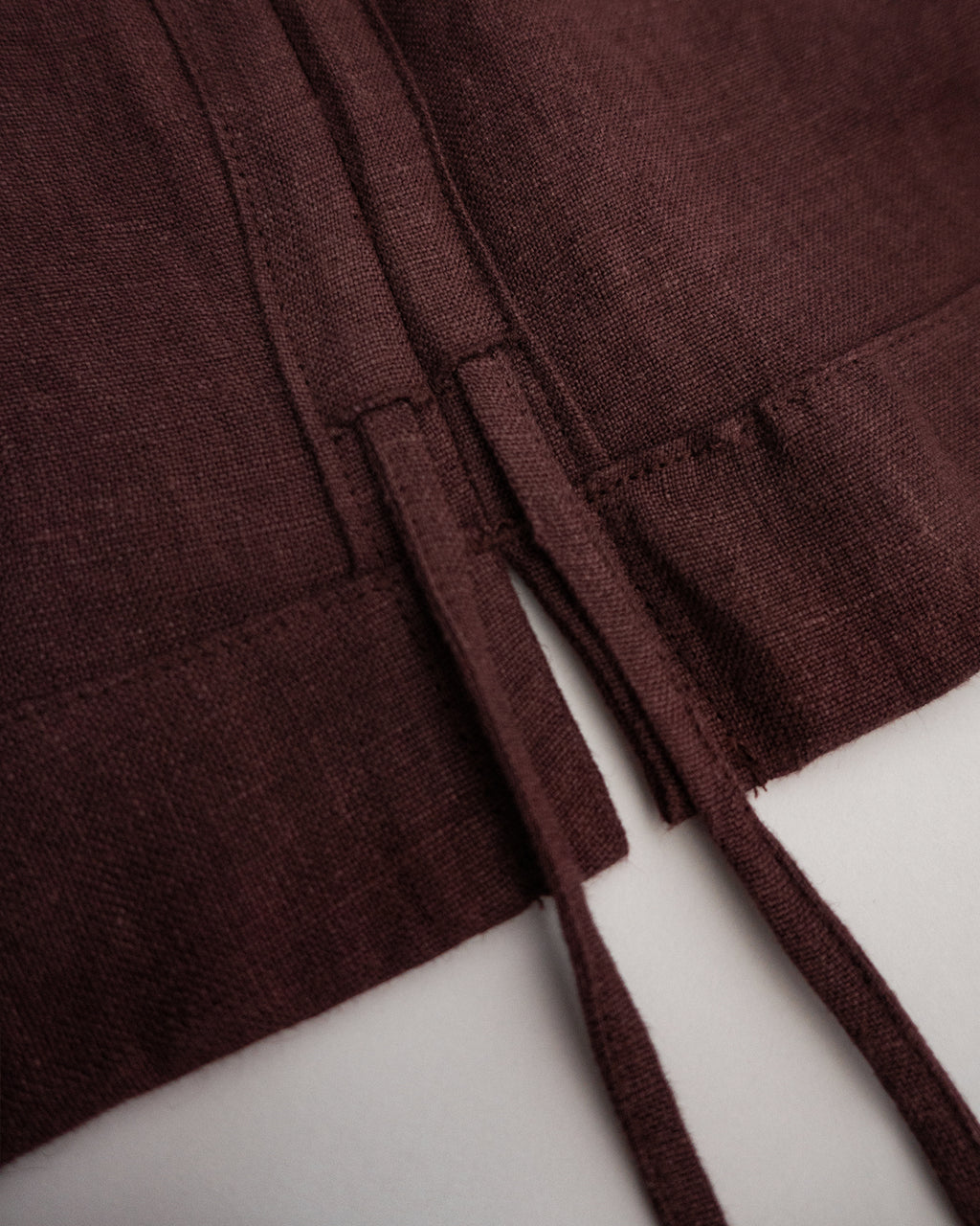 French Linen Side Shirring Long-Sleeve Pullover<#burgundy>