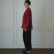 Crew Neck LS Tuck Rib Pullover.