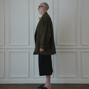 Back-Open Peak Lapel Double-Breasted Over Jacket.