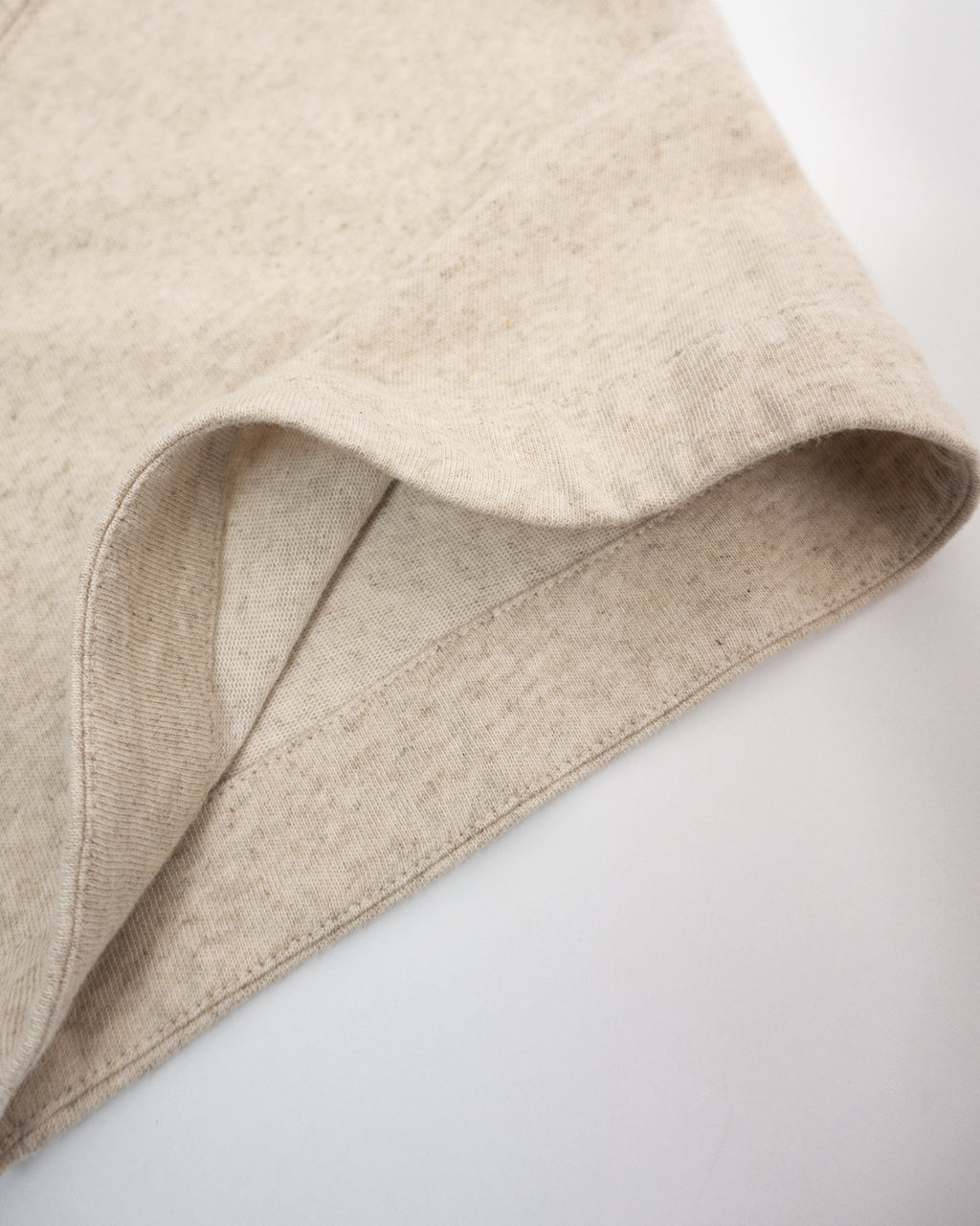 Cotton Linen Hem Round Skipper Half Sleeve Tee <#ivory>
