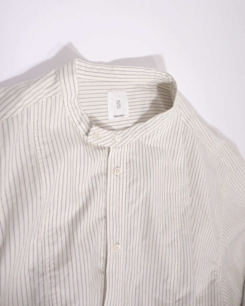 Cotton Typewriter Round Slit Long Officer Shirt <#ivory stripe>