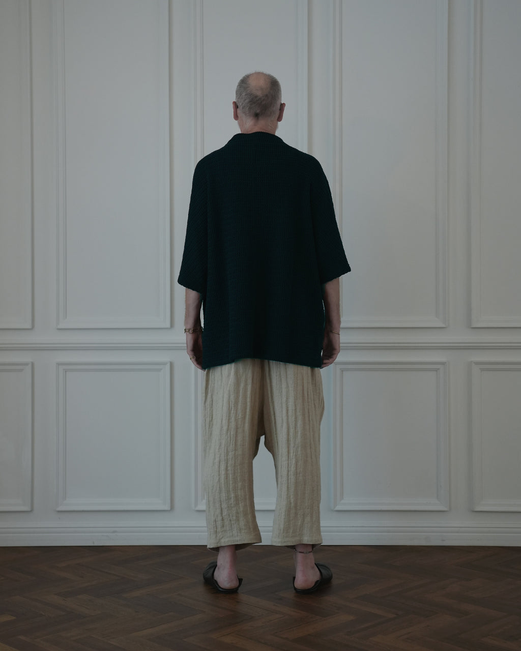 Waffle Russell V Neck 3/4 Sleeve Dolman Knit Pullover.